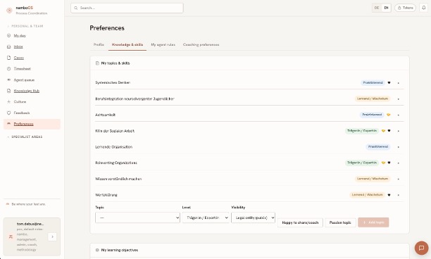Persönliche Präferenzen: eigene Agenten-Regeln und Einstellungen — jede Person gestaltet ihre agentische Unterstützung selbst.